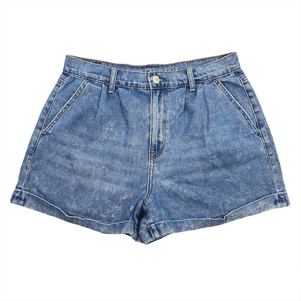 American Eagle Mom Shorts Denim Blue Cotton Blend Women's Size‎ 10